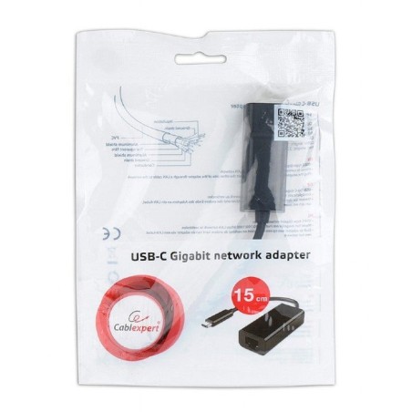 Gembird adaptador usb-c a rj45 lan 1000mbit/s negro a-cm-lan-01