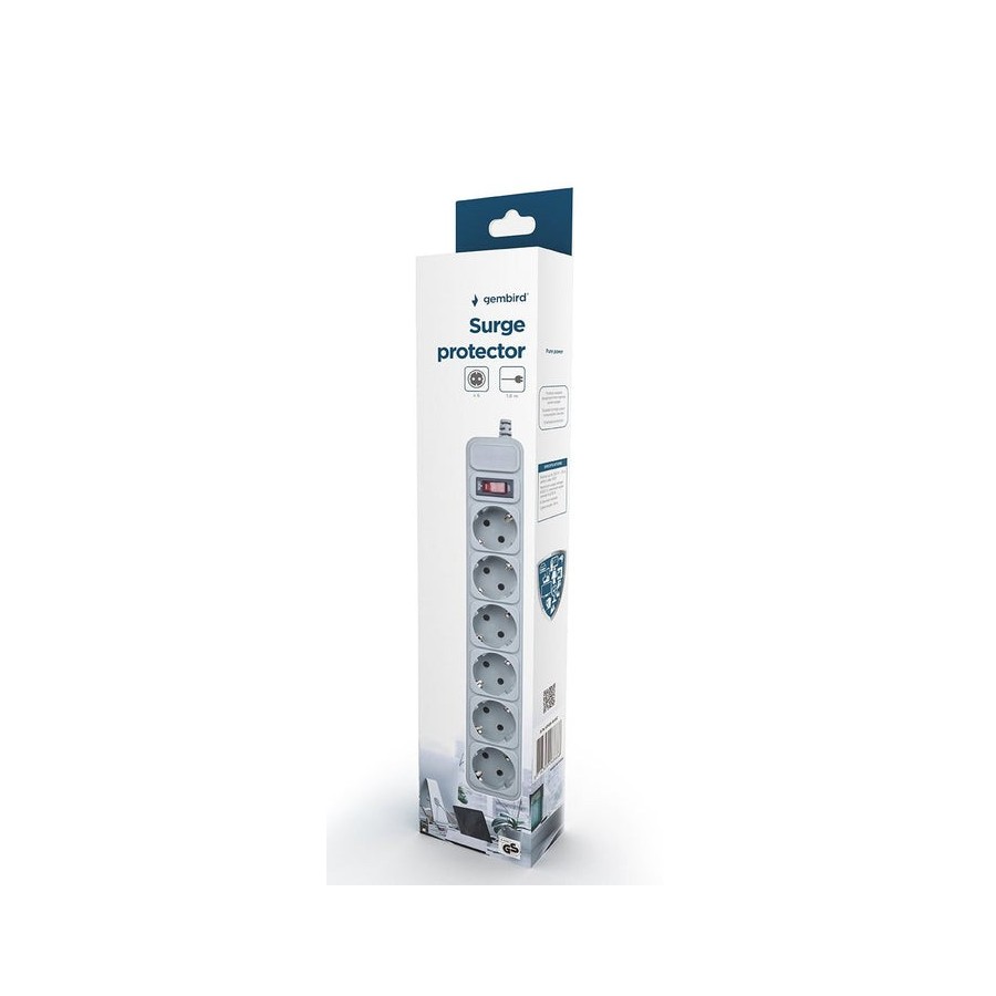 Gembird regleta 6 tomas 1.80m base multiple  spg6-b-6c