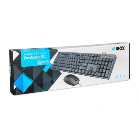Ibox kit de teclado + raton (ingles) ikms606 (usb 2.0, (ee. uu.), color negro, óptico, 800 dpi)