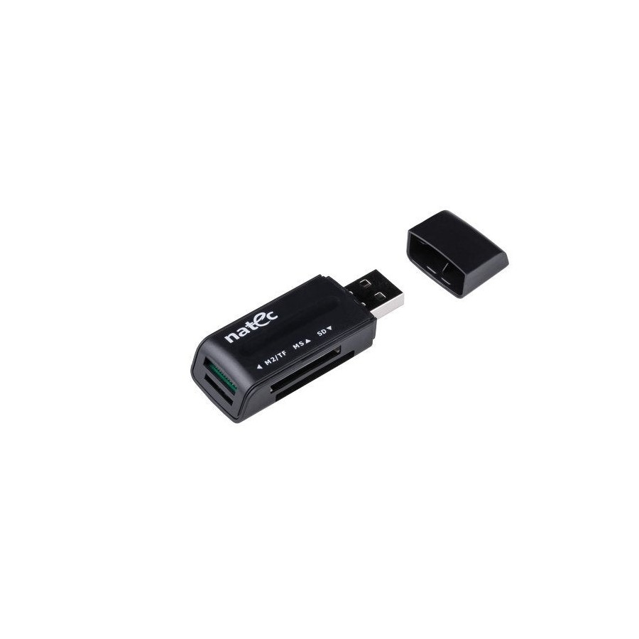 Lector de tarjetas natec mini ant 3 sdhc mmc m2 microsd usb 2.0 negro