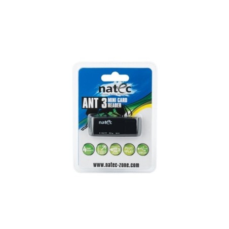 Lector de tarjetas natec mini ant 3 sdhc mmc m2 microsd usb 2.0 negro
