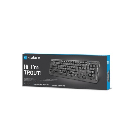 Natec teclado (ingles) trout slim, usb, us layout, black