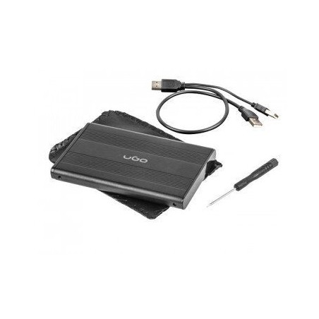 Ugo caja externa hdd/ssd 2.5'' sata usb2, aluminio, negro