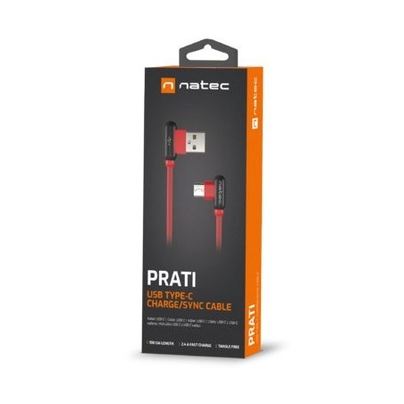 Natec nka-1201 extreme media cable usb typ-c a usb (m), 1 m, en ángulo, rojo