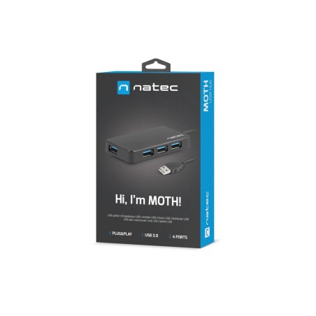 Natec hub usb 3.0 moth 4-ports, black