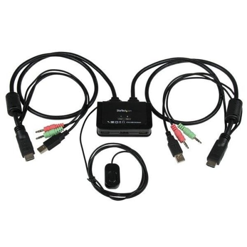 Startech conmutador switch kvm 2 puertos hdmi usb audio cables integrados  sv211hdua