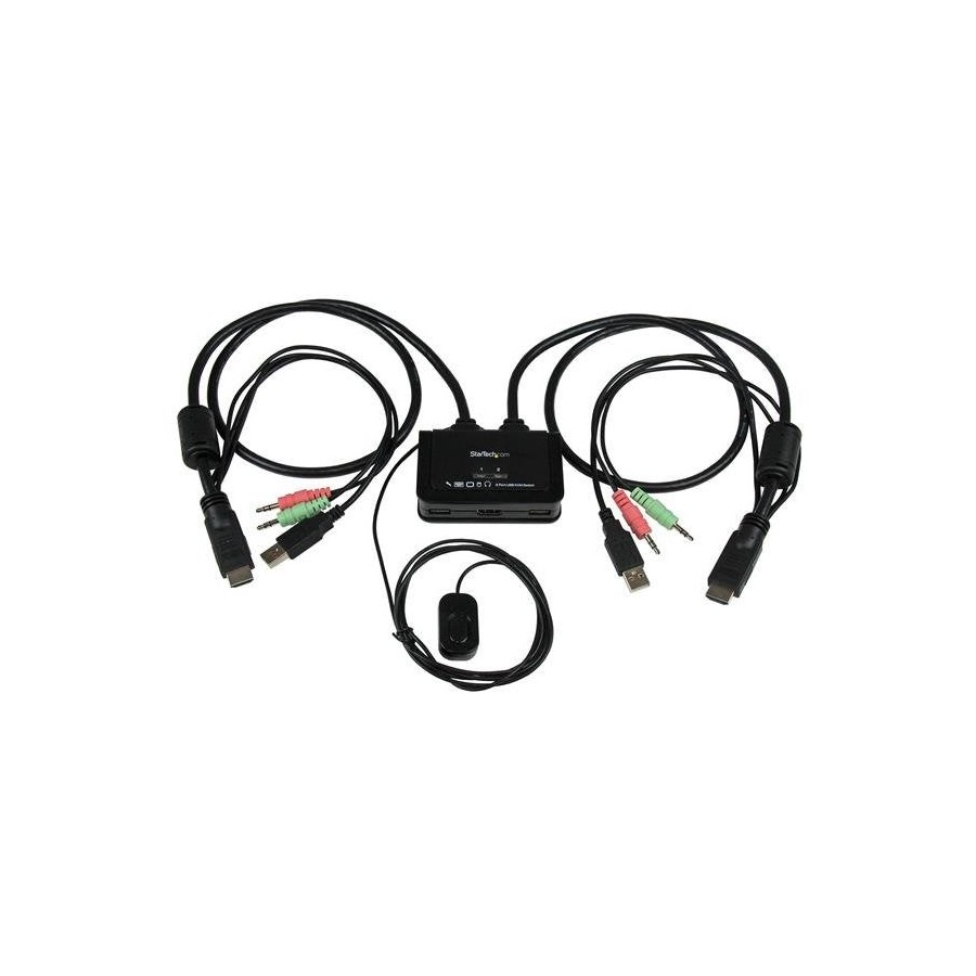 Startech conmutador switch kvm 2 puertos hdmi usb audio cables integrados  sv211hdua