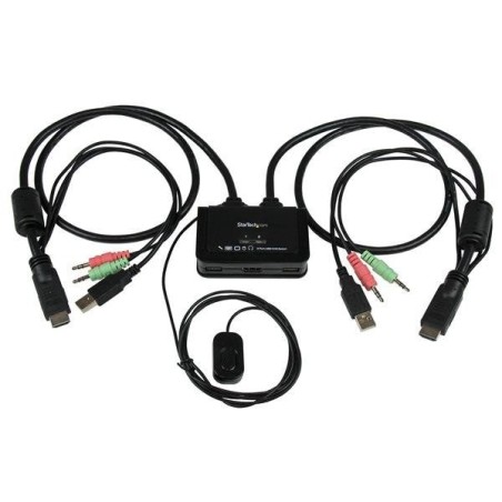 Startech conmutador switch kvm 2 puertos hdmi usb audio cables integrados  sv211hdua