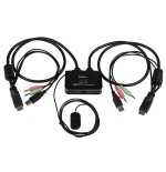 Startech conmutador switch kvm 2 puertos hdmi usb audio cables integrados  sv211hdua