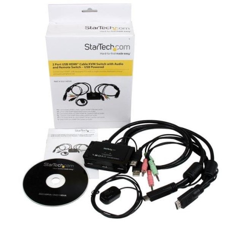 Startech conmutador switch kvm 2 puertos hdmi usb audio cables integrados  sv211hdua