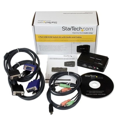 Startech conmutador kvm 2 puertos  usb - audio y videovga   sv211kusb