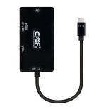Nanocable conversor usb-c a svga / dvi / hdmi - 3 en 1. usb-c/m-vga/h-dvi/h-hdmi/h 4k - 10 cm - negro