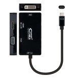 Nanocable conversor usb-c a svga / dvi / hdmi - 3 en 1. usb-c/m-vga/h-dvi/h-hdmi/h 4k - 10 cm - negro