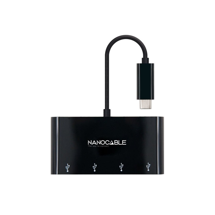 Nanocable adaptador usb-c a 4xusb 3.0. usb-c/m-usb 3.0/h - 10 cm - negro