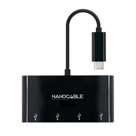 Nanocable adaptador usb-c a 4xusb 3.0. usb-c/m-usb 3.0/h - 10 cm - negro