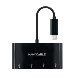 Nanocable adaptador usb-c a 4xusb 3.0. usb-c/m-usb 3.0/h - 10 cm - negro