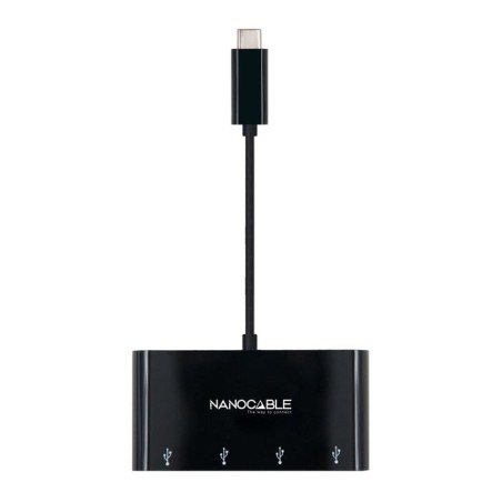 Nanocable adaptador usb-c a 4xusb 3.0. usb-c/m-usb 3.0/h - 10 cm - negro