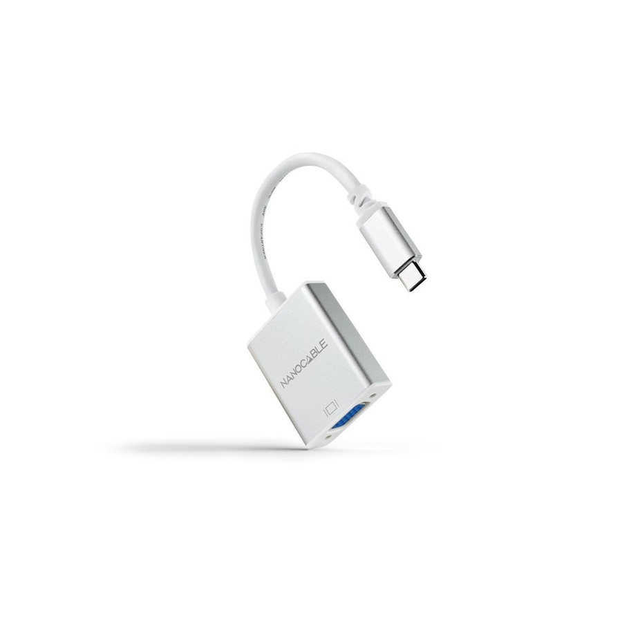 Nanocable conversor usb-c a vga. usb-c/m - vga/h - aluminio - 10 cm - gris