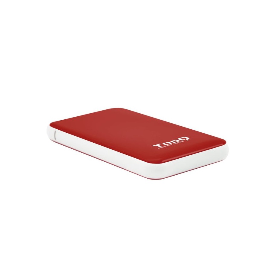 Tooq carcasa externa hdd/sdd 2.5" hasta 9.5mm sata usb 3.0/3.1 gen 1 - sin tornillos - rojo/blanco
