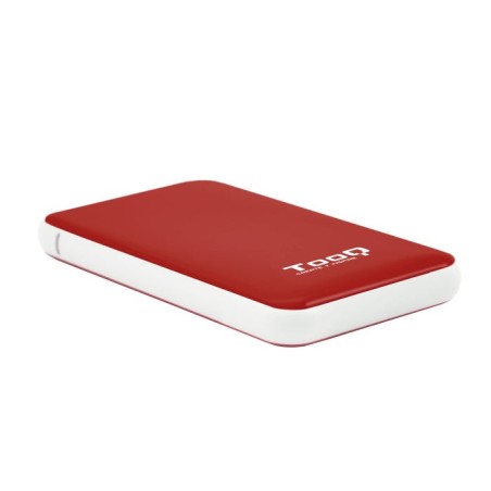 Tooq carcasa externa hdd/sdd 2.5" hasta 9.5mm sata usb 3.0/3.1 gen 1 - sin tornillos - rojo/blanco