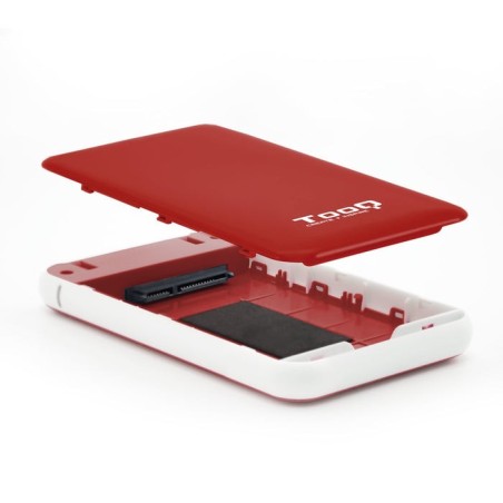 Tooq carcasa externa hdd/sdd 2.5" hasta 9.5mm sata usb 3.0/3.1 gen 1 - sin tornillos - rojo/blanco