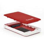 Tooq carcasa externa hdd/sdd 2.5" hasta 9.5mm sata usb 3.0/3.1 gen 1 - sin tornillos - rojo/blanco