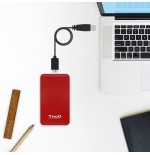 Tooq carcasa externa hdd/sdd 2.5" hasta 9.5mm sata usb 3.0/3.1 gen 1 - sin tornillos - rojo/blanco