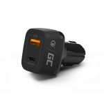 Cargador mechero type c + usb qc 3.0 greencell cad33