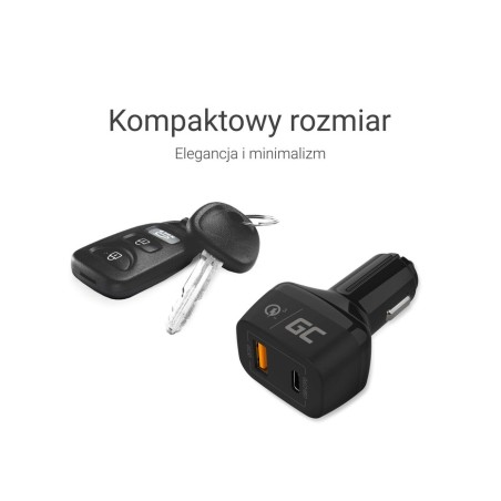 Cargador mechero type c + usb qc 3.0 greencell cad33