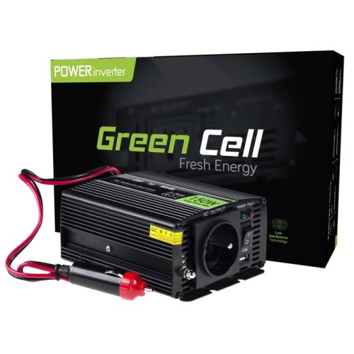 Inversor de voltaje para automóvil green cell ® 12v a 230v, 150w / 300w