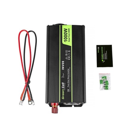 Inversor de voltaje para automóvil de green cell ® 12v a 230v, 1000w / 2000w de onda sinusoidal completa