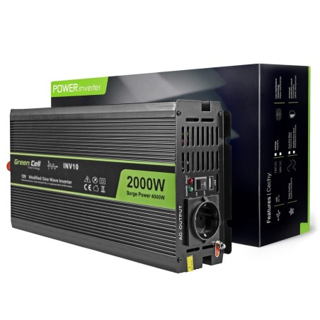 Inversor de voltaje para automóvil green cell ® 12v a 220v, 2000w / 4000w