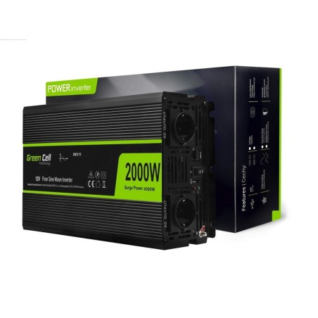 Inversor de voltaje para automóvil de green cell ® 12v a 230v, onda sinusoidal completa 2000w / 4000w