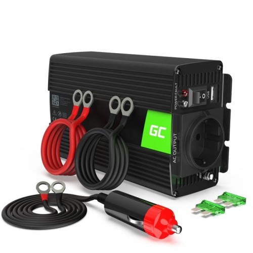 Inversor de voltaje para automóvil de green cell ® de 24 v a 230 v, onda sinusoidal completa de 300 w / 600 w