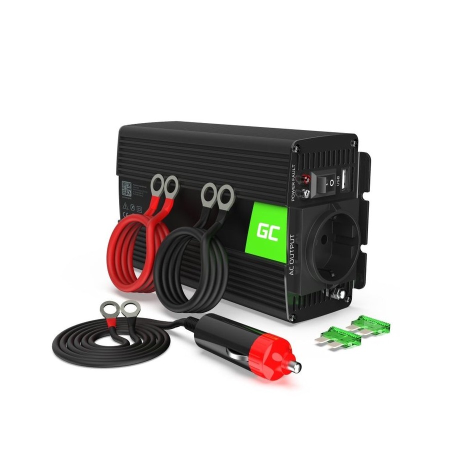 Inversor de voltaje para automóvil de green cell ® de 24 v a 230 v, onda sinusoidal completa de 300 w / 600 w