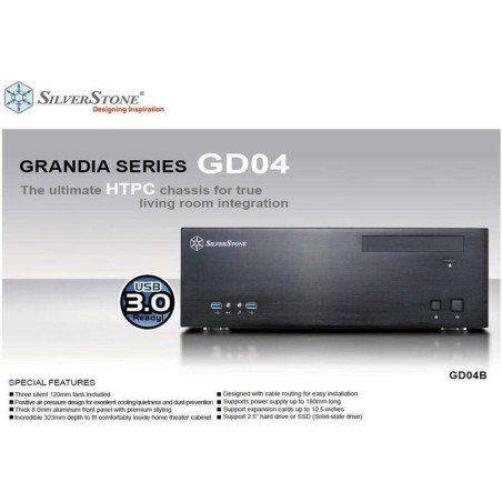 Caja pc silverstone computer case sst-gd04b usb 3.0 grandia htpc micro atx, black