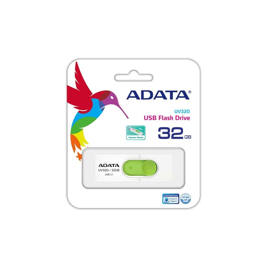 Pendrive adata uv320 32 gb usb tipo a 3.2 gen 1 (3.1 gen 1) verde, blanco