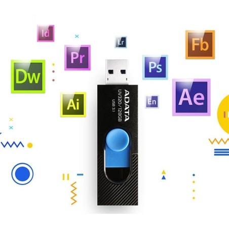 Pendrive adata uv320, 128gb, usb 3.0, black and blue