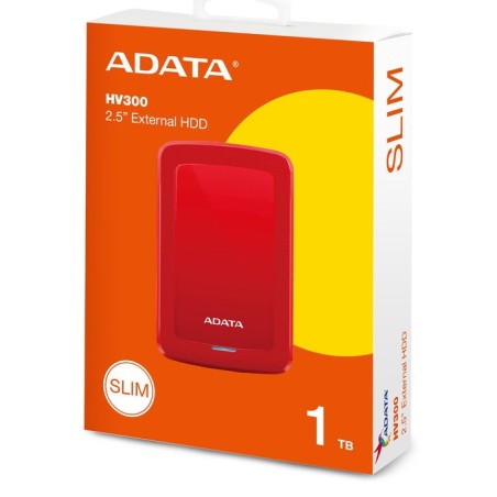Disco externo hdd adata hv300 ahv300-1tu31-crd (1 tb, 2.5 inch, usb 3.1, 8 mb, 7200 rpm, red color)