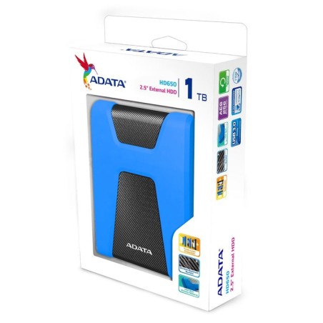 Adata disco duro externo  hd650 pro 1tb  usb 3.0 azul