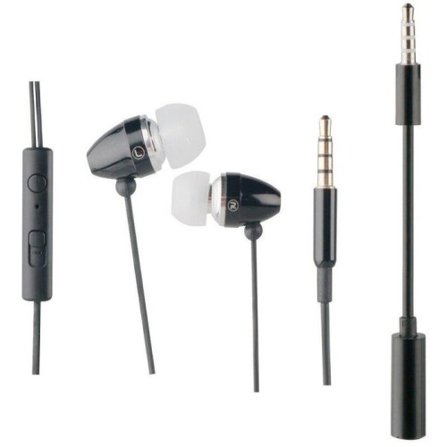 Auriculares intrauditivos muvit muhph0016 negros microfono func. manos libres adaptador 3.5mm/2.5mm