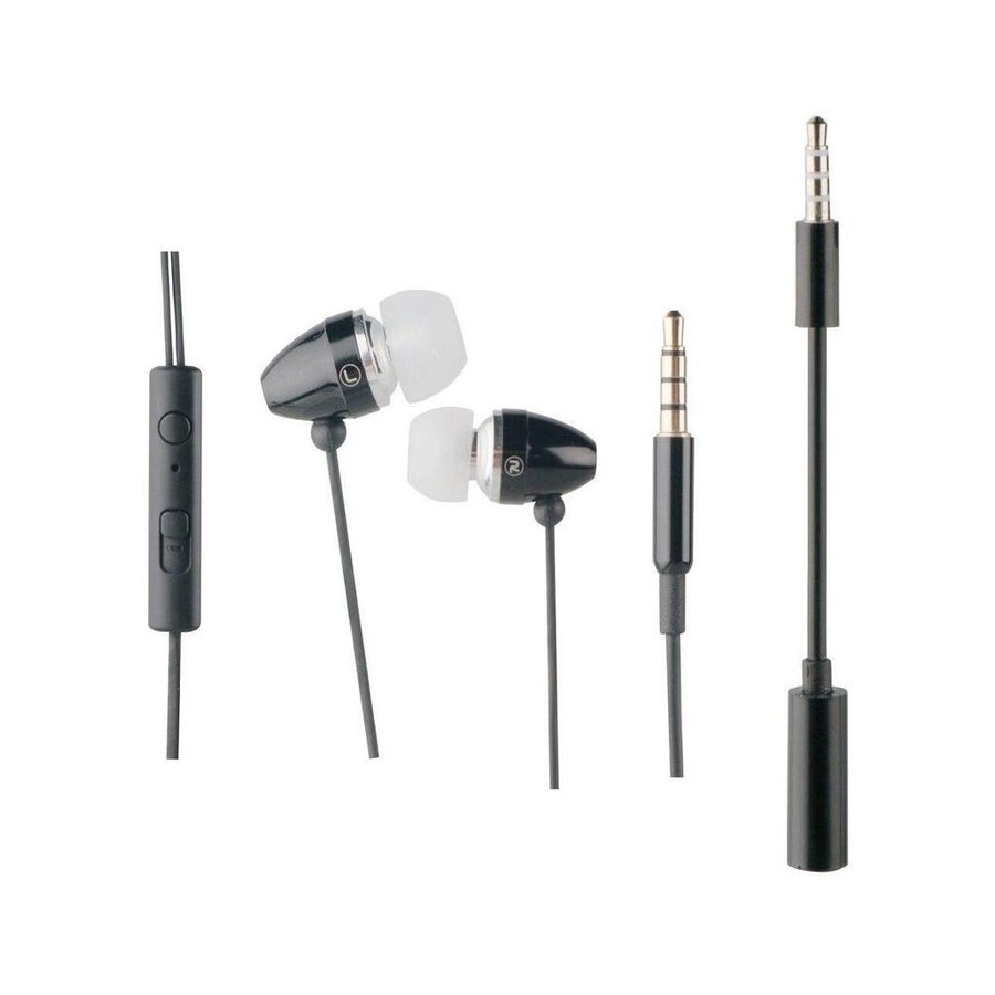 Auriculares intrauditivos muvit muhph0016 negros microfono func. manos libres adaptador 3.5mm/2.5mm