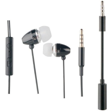 Auriculares intrauditivos muvit muhph0016 negros microfono func. manos libres adaptador 3.5mm/2.5mm