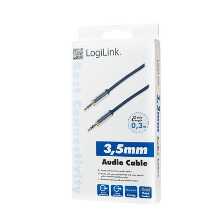 Logilink - cable audio 3.5 stereo m/m 0.30 m, azul