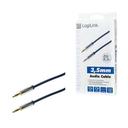 Logilink - cable audio 3.5 stereo m/m 0.30 m, azul