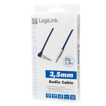 Logilink - audio cable 3.5 stereo m/m 90, 1.00 m, azul