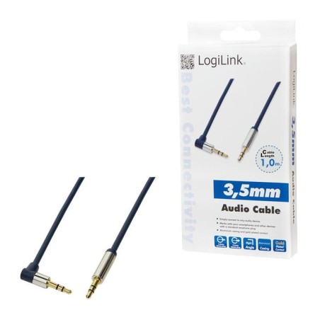 Logilink - audio cable 3.5 stereo m/m 90, 1.00 m, azul