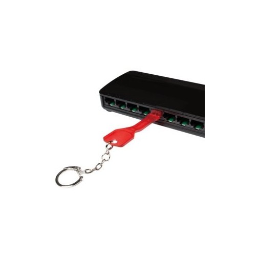 Bloqueador de puertos logilink rj45 set 10 piezas rojo + llave