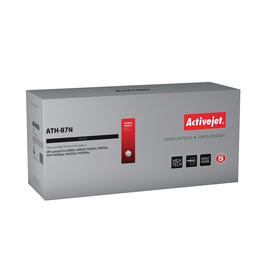 Tóner activejet ath-87n (reemplazo para hp 87a cf287a - supreme - 9.000 páginas - negro)