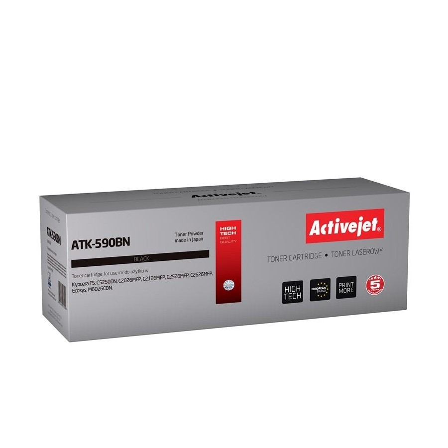 Tóner activejet atk-590bn (reemplazo para kyocera tk-590bk - supreme - 7.000 páginas - negro)